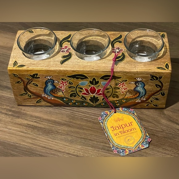Jaipur in Bloom Tealight Holder NWT Floral Peacock Decor - Picture 11 of 13